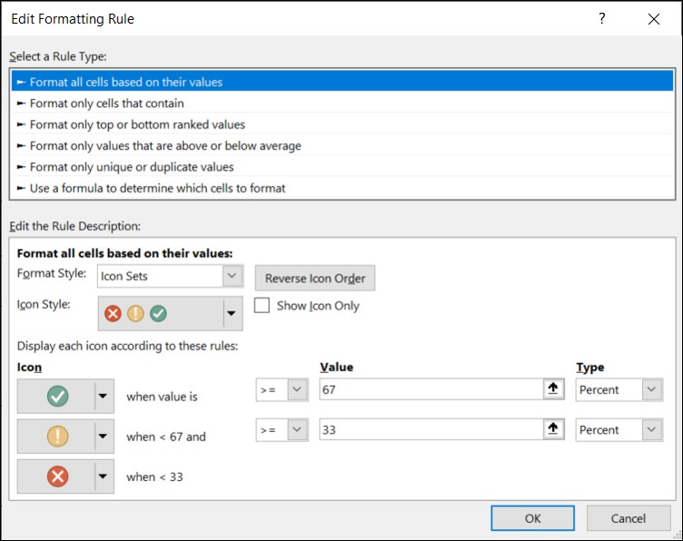 Conditional Formatting: Edit Formatting Rule Window